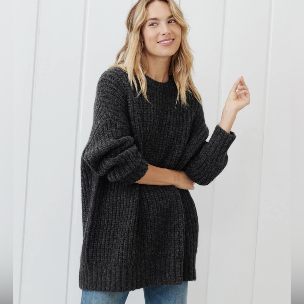 Jenni Kayne Alpaca Cocoon Sweater in Medium, Charcoal